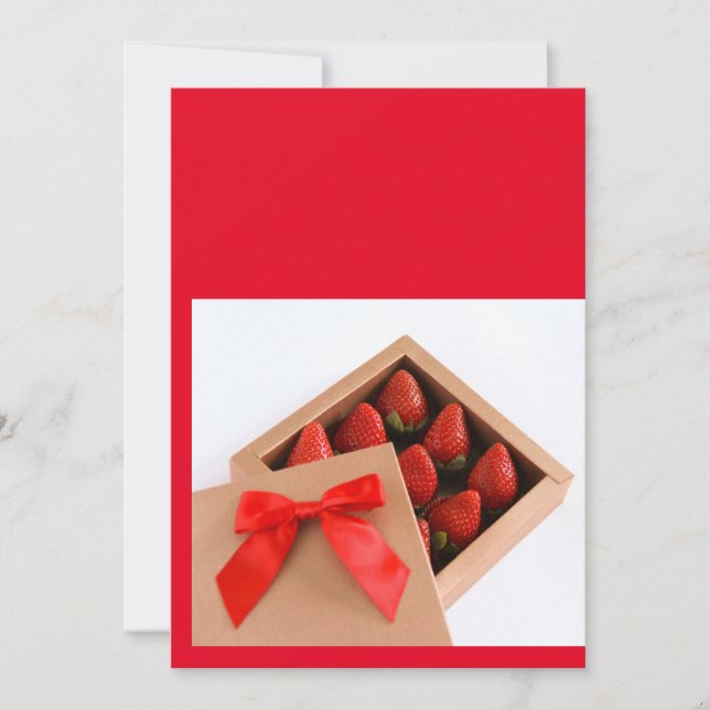 Be my Valentine Strawberry red bow box  Invitation (Front)