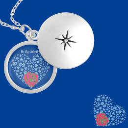 Be My Valentine Sweeping Heart Romantic Rose Blue Locket Necklace