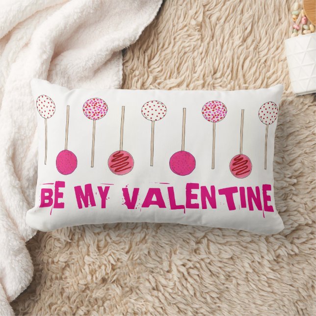 Be My Valentine Sweet Pink Cake Pops Bakery Food Lumbar Cushion (Blanket)