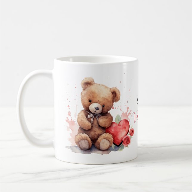 Be My Valentine Teddy Bear Coffee Mug (Left)