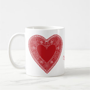 Be My Valentine Vintage Lace Heart  Coffee Mug