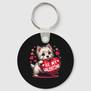 Be My Valentine Westie Dog Heart Key Ring