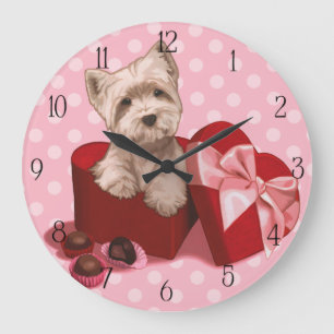 Be My Valentine Westie Puppy Large Clock