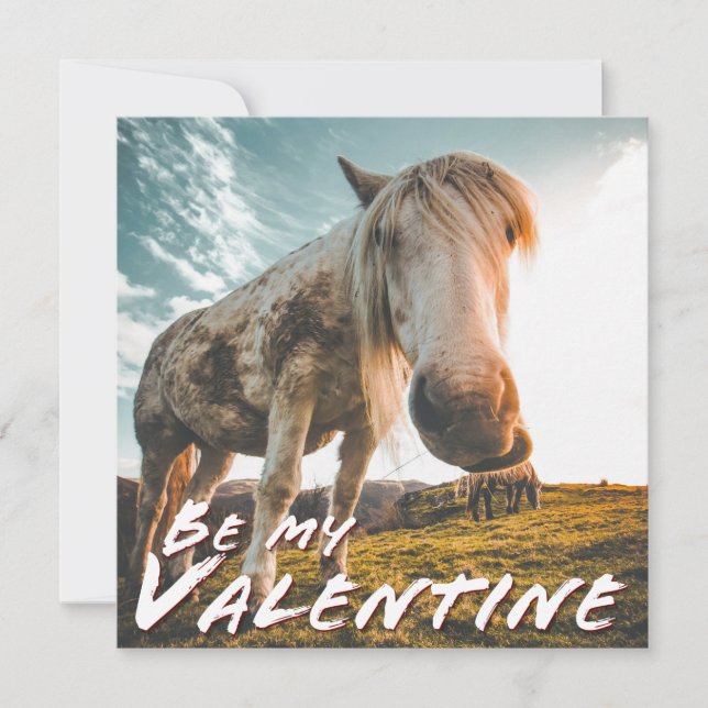 Be my Valentine with looking Horse (Front)