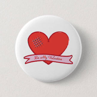Be my valentine with red heart 6 cm round badge
