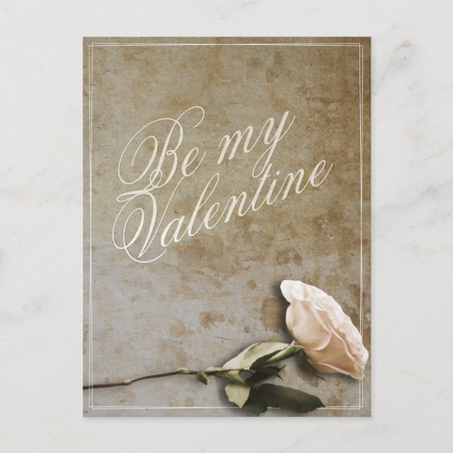 Be my Valentine with Rose Postcard (Front)