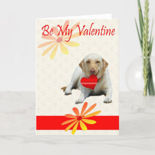 Be My Valentine Yellow Labrador Heart Card