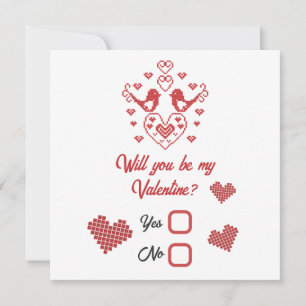 Be my Valentine You Melt My Heart Red Cute Birds Card