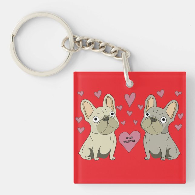 Be my Valentines, dogs Key Ring (Front)