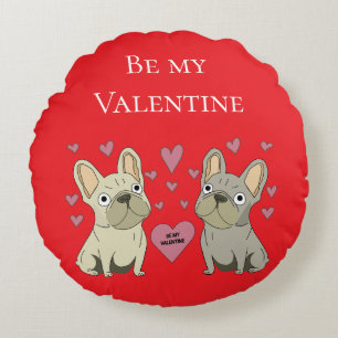 Be my Valentines, dogs Round Cushion