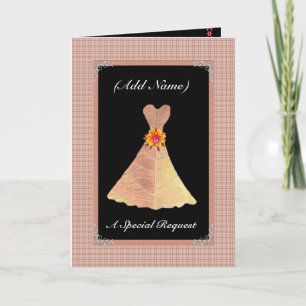 Be My Wedding Reader  GOLD Leaf Dress & Plaid Trim Card