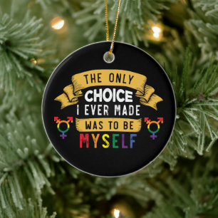 Be Myself LGBTQ Pride Rainbow Ceramic Ornament