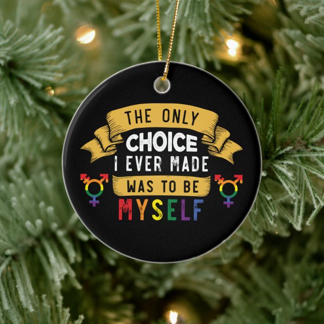 Be Myself | LGBTQ | Pride | Rainbow Ceramic Ornament (Tree)