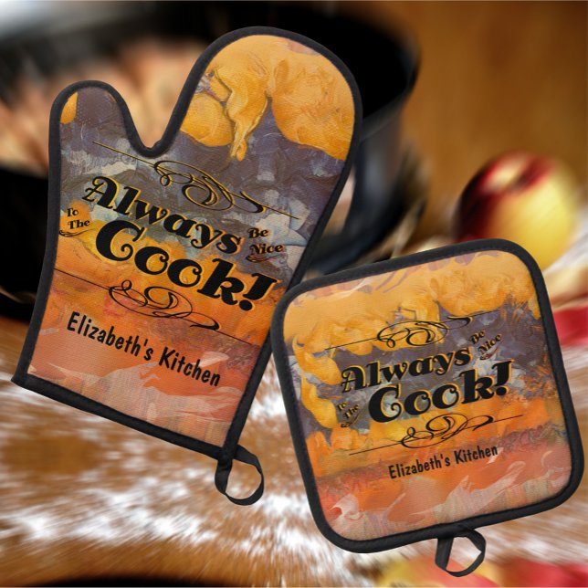 Be Nice Abstract Sunset 0612 Oven Mitt & Pot Holder Set (Creator Uploaded)