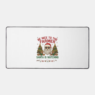 Be Nice Farmer Santa Christmas Farm Animals Desk Mat