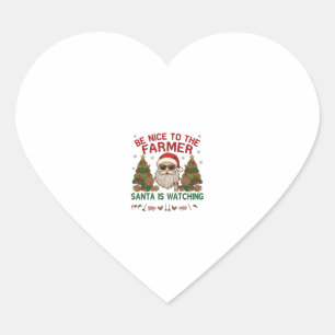 Be Nice Farmer Santa Christmas Farm Animals Heart Sticker