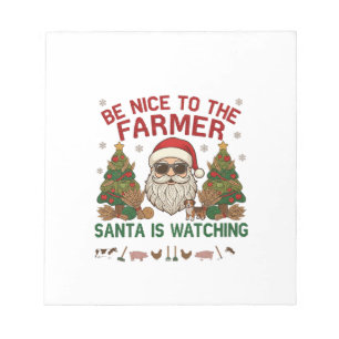 Be Nice Farmer Santa Christmas Farm Animals Notepad