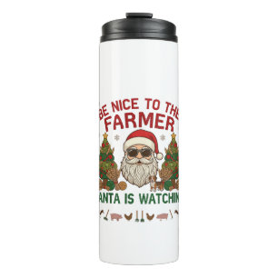 Be Nice Farmer Santa Christmas Farm Animals Thermal Tumbler