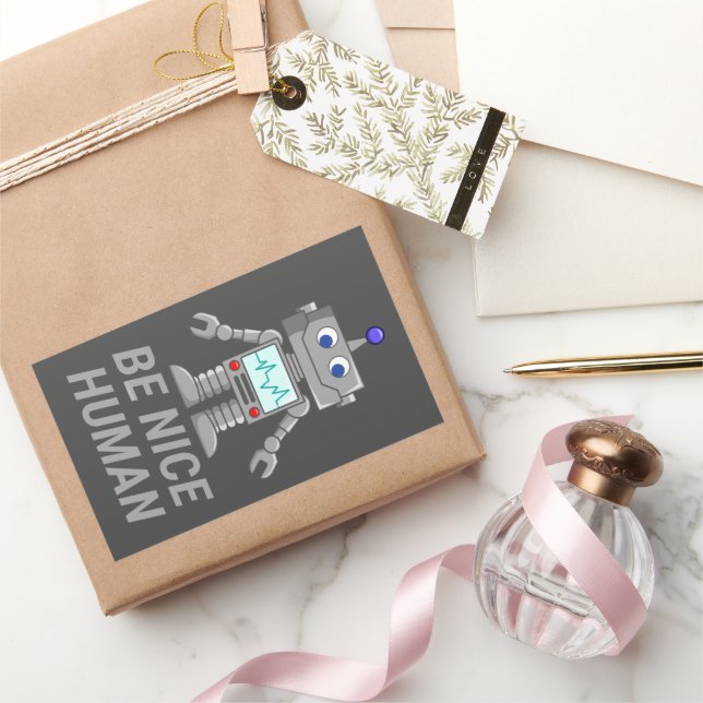 BE NICE HUMAN funny cute robot                     Rectangular Sticker (Gifting)