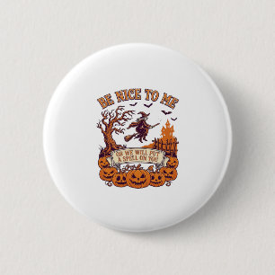 Be Nice Me Halloween Witch Broom Pumpkins_1 6 Cm Round Badge