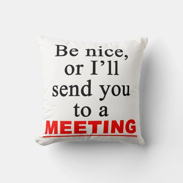 Be Nice Meeting Office Humour Saying Cushion (Front)