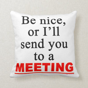 Be Nice Meeting Office Humour Saying Cushion