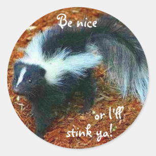 Be nice or I'll stink ya!-circle sticker
