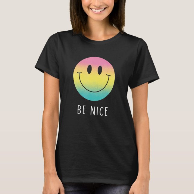Be Nice Rainbow Smile Face  Cute Smiling Happiness T-Shirt (Front)