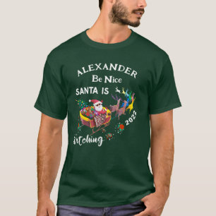 Be Nice Santa Claus Is Watching Personalise T-Shirt