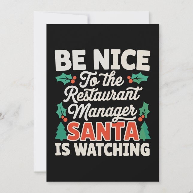 Be Nice To Restaurant Manager Santa Is Watching Invitation (Front)