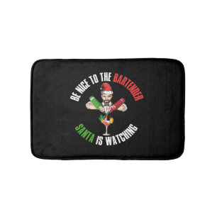 Be Nice To The Bartender Funny Santa Claus Gift Bath Mat