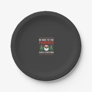 Be Nice To The Farmer Santa Christmas Paper Plate