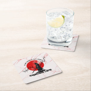 Be not afraid Motivation Samurai N Marble Square Paper Coaster