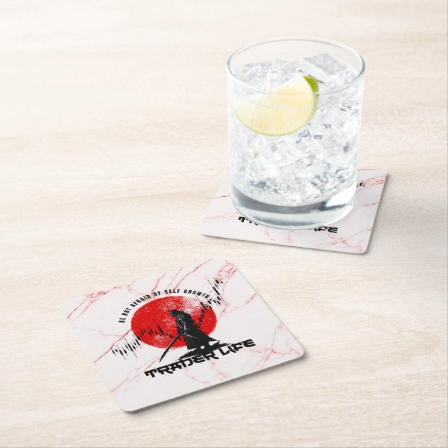 Be not afraid | Motivation | Samurai N Marble Square Paper Coaster (Insitu)