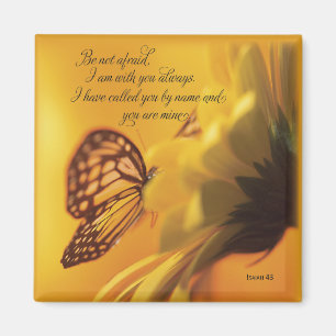 Be Not Afraid Religious Butterfly on Daisy Magnet