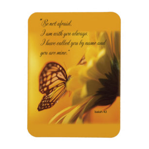 Be Not Afraid Religious Butterfly on Daisy Magnet