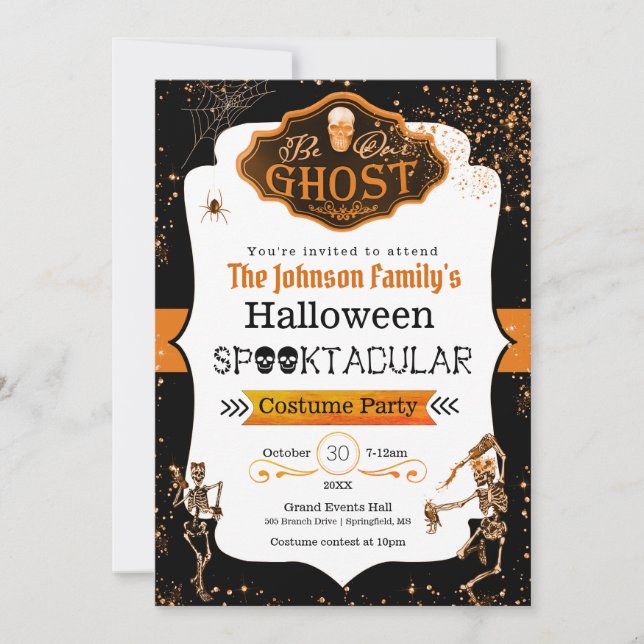 Be Our Ghost Dancing Skeletons Costume Party  Invitation (Front)