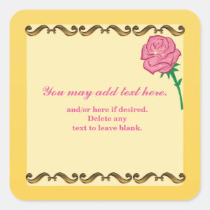 Be our guest-Pink Rose Elegant Birthday Party Square Sticker