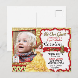 Be our Guest Princess First Birthday Invitation Postcard