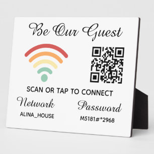 Be Our Guest Qr Code Wifi Network & Password Plaque