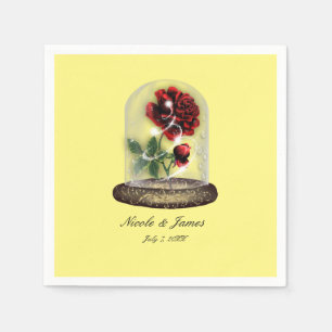 Be Our Guest Red Rose in Glass Elegant Party Napkin