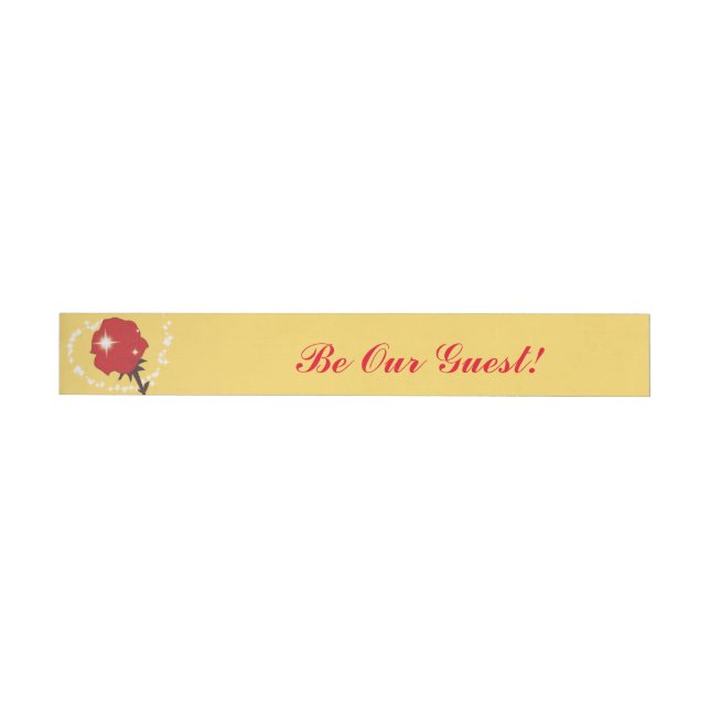 Be Our Guest-Red Rose Party Wrap Around Labels (Individual)