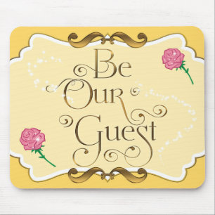 BE OUR GUEST Yellow Gold Pink Roses Mouse pad