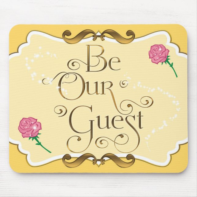 BE OUR GUEST Yellow Gold Pink Roses Mouse pad (Front)