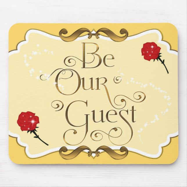 BE OUR GUEST Yellow Gold Red Roses Mouse pad (Front)