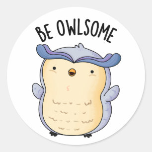 Be Owlsome Funny Owl Pun  Classic Round Sticker