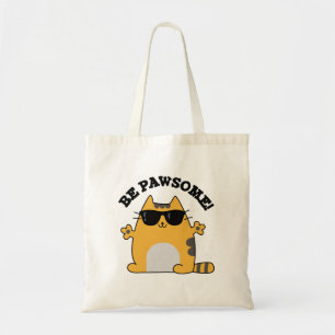 Be Paw-some Cute Awesome Cat Pun Tote Bag