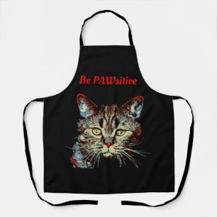 Be PAWsitive, funny cat quote Apron