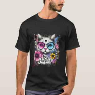 Be Pawsitive Happy Easter Cute Floral Cat Lover T-Shirt