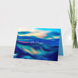 Be Peaceful Beautiful Blue Abstract Art v2 Holiday Card